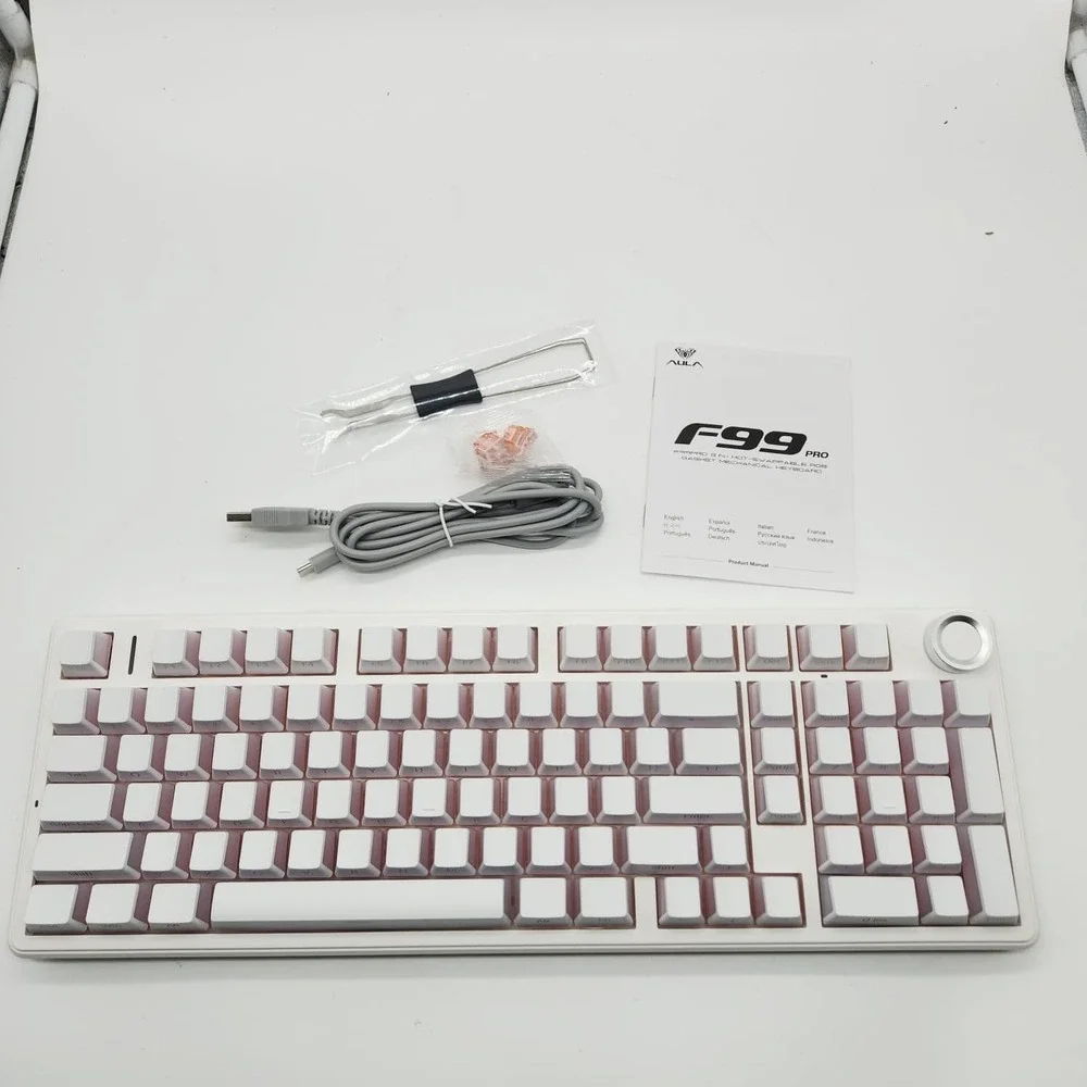 AULA F99 Pro Wireless Mechanical Keyboard Silent White RGB Hot Swappable Gaming